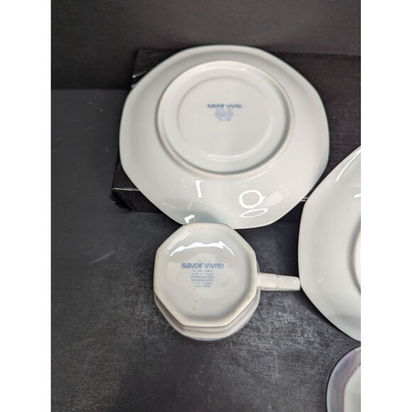 Vintage Savoir Vivre Celina Y0010 Octagonal 6 Oz Teacup with Saucer Set of 2 - Picture 7 of 9